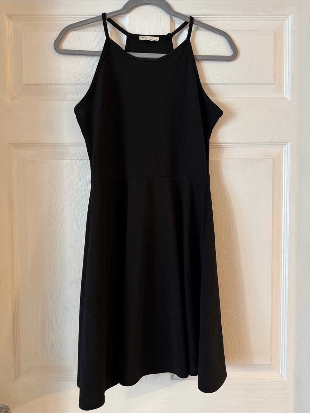 Black Textured Swing A-Line Dress